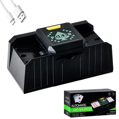 Automatischer Kartenmischer Elektrisch Kartenmischmaschine Poker Kartenmischer Batteriebetrieben Type-C kann Karten bis zu Einer Größe von 9,7 x 6,5 cm verarbeiten(schwarz) von Liwankaqi