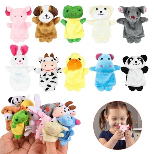 10 Stück Fingerpuppen,Liwein Niedliche Fingertiere Baby Story Time Requisiten Spielhandschuh Klein Tier Fingerpuppe Set für Geschichte Zeit Kindergeburstag Mitgebsel Fingerpuppen(Zehn Kleine Tiere) von Liwein