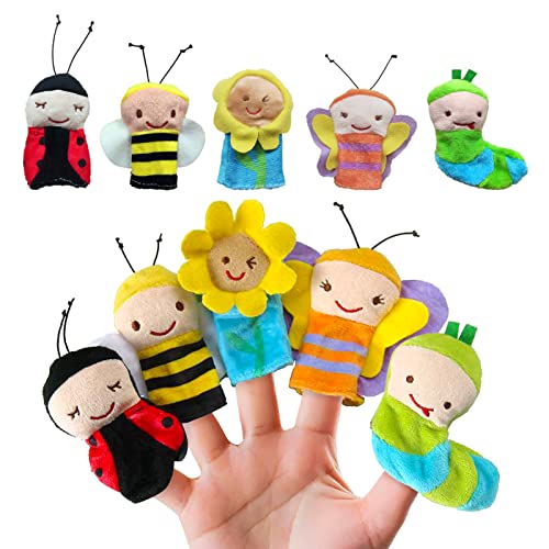 Liwein 5 Stück Fingerpuppen, Niedliche Fingertiere Baby Story Time Requisiten Spielhandschuh Klein Tier insekten Fingerpuppe Set für Geschichte Zeit Kindergeburstag Gastgeschenk Mitgebsel Fingerpuppen von Liwein