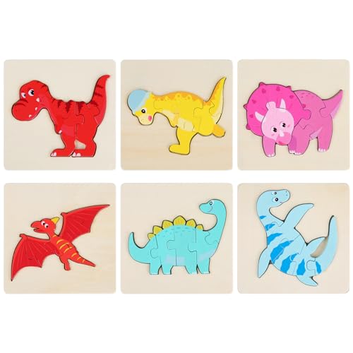 Kleinkind Holzpuzzle,Liwein Holzpuzzle für Die Frühe Bildung Kinder Holzpuzzle Tier Holzpuzzle Baby-3D-Puzzle für Kinder Kleinkinder Baby Mädchen Junge Kleinkind Holzpuzzle (Dinosaurier) von Liwein