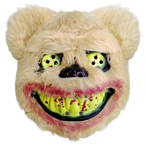 Liwein Halloween Maske Horror Bärenmaske, Halloween Maske Kinder,Gelb Teddy Bär Killer Maske,Grusel Halloween Maske für Halloween Karneval Atmungsaktiv Erschreckende Auftritte Grusel-Events von Liwein