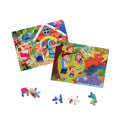 Holz Puzzle Spielzeug ab 3 Jahr, 2-teilige Montessori Spielzeug, Cartoon Tier flache Puzzles, Puzzle Spielzeug als Geschenke für Jungen und Mädchen Ab 3 4 5 Jahren von Liwoci