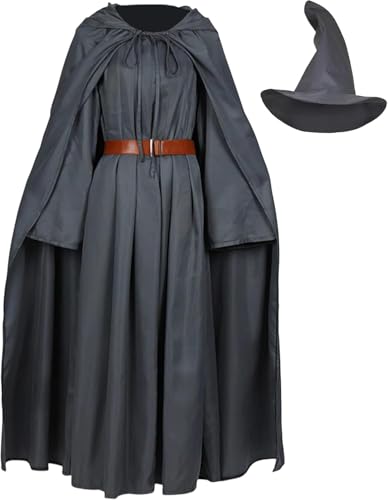 Lixinya Anime Cape Robe mit Kapuze Zauberer Robe Lange Tunika Tops und Gürtel Set Cosplay Kostüm Herren L Lixinya Anime Cape Robe mit Kapuze Zauberer Robe Lange Tunika Tops und Gürtel Set Cosplay Kostüm Herren L von Lixinya