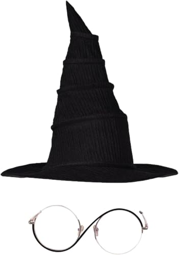 Lixinya Elphaba Cosplay Hut+Gläser Kostüm zubehör Film Halloween Cosplay Outfits Requisiten (Style 1, One Size) von Lixinya