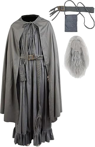 Lixinya Grauer Cosplay Kostüm Robe Umhang Gürtel Perücke Zubehör Full Set Herren 3XL von Lixinya