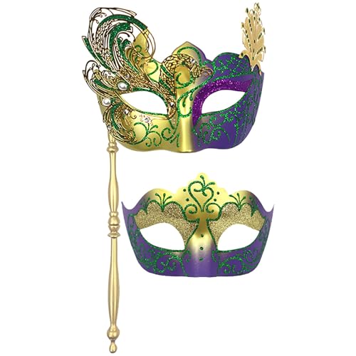 Liyuera 2 Stück Venezianischen Maske, Paar Masquerade Maske, Maskerade Masken Venezianischen Maske für Damen Herren Cosplay Fasching Verkleidung Maskenball Venedig Karneval Mottoparty Kostüm Maske von Liyuera