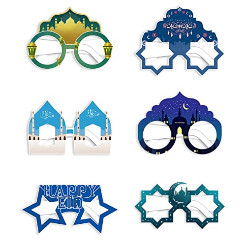 Lizien 6 Stück Eid Ramadan Dekoration 3D-Brille Mondstern Dekoration für Ramadan Partyzubehör von Lizien