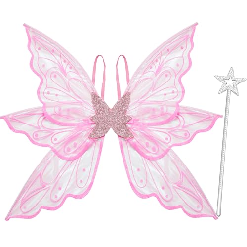 Lizxun Feenflügel für Damen und Mädchen, Schmetterlingsflügel, glitzernd, Prinzessinnenflügel, Halloween, Cosplay, Kostüme, Partygeschenk von Lizxun