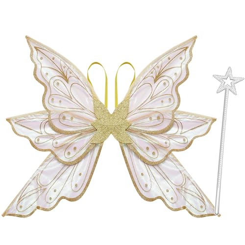 Lizxun Feenflügel für Damen und Mädchen, Schmetterlingsflügel, glitzernd, Prinzessinnenflügel, Halloween, Cosplay, Kostüme, Partygeschenk von Lizxun