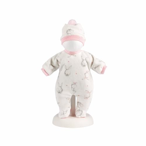 Llorens 1063206 Puppenkleidung für 32cm Puppen, rosa Pyjama Set mit niedlichen Häschen, Puppenschlafanzug mit Schlafmütze, Puppenzubehör von Llorens