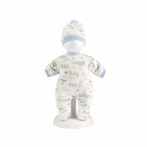 Llorens 1063207 Puppenkleidung für 32cm Puppen, blaues Pyjama Set mit niedlichen Häschen, Puppenschlafanzug mit Schlafmütze, Puppenzubehör von Llorens