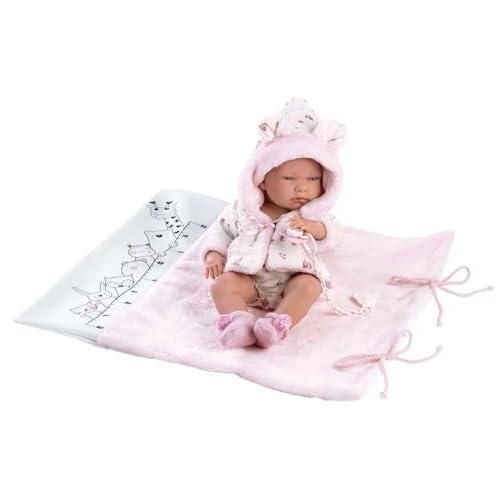 Llorens 1073898 Puppe Nica, mit blauen Augen und festem Körper, Badepuppe inkl. rosa Outfit, Schnuller und weicher Decke, 40cm von Llorens