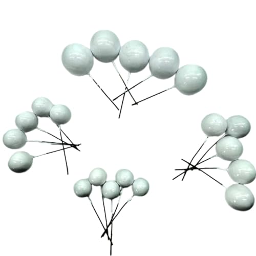 Lmlliang 20 x Kugel-Kuchenaufsätze, Mini-Kuchendekoration, Kuchendekoration, DIY-Dekoration für Hochzeit, Abschlussfeier, Geburtstagsfeier (weiß) von Lmlliang