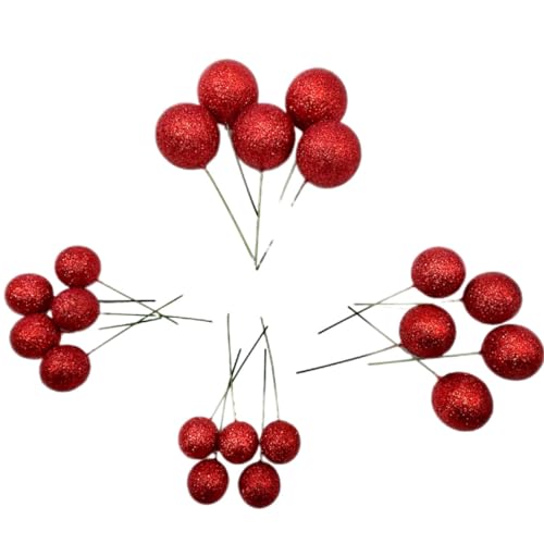 Lmlliang Glitzerkugeln, Schaumstoffkugeln, Kuchendekoration, Kuchendekoration, DIY-Dekoration für Hochzeit, Abschlussfeier, Geburtstagsfeier, Rot, 20 Stück von Lmlliang