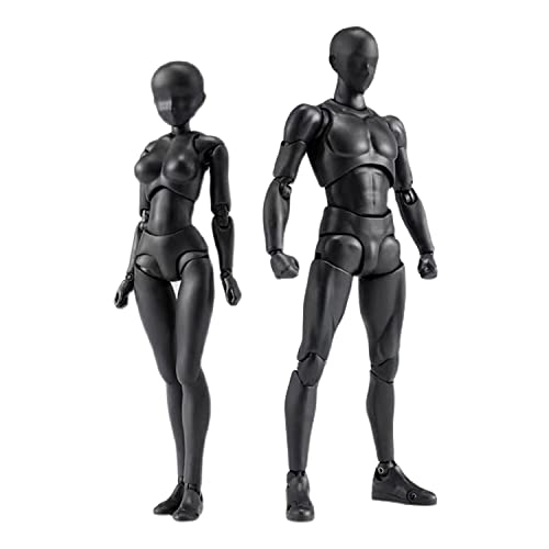 Lmzzdld Actionfiguren PVC-Modell mit Box Zeichnungsfigurenmodelle für KüNstler (Weiblich + MäNnlich, Schwarz) von Lmzzdld