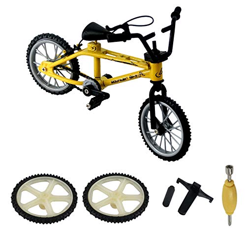 Lmzzdld Alu Mini Mountainbike Fahrrad Modell für 1/10 RC Crawler Axial SCX10 TRX4 D90 Dekoration, Gelb von Lmzzdld