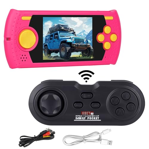 Handheld-Spielkonsole, 7,6 cm (3 Zoll) HD-Bildschirm, vorinstalliert, 338 Klassische Retro-Videospiele mit kabellosem Griff, 8-Bit-TV-Ausgang, Dual-Player-Modus (Rosa) von LncBoc