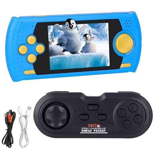 Handheld-Spielkonsole, 7,6 cm (3 Zoll) HD-Bildschirm, vorinstalliert, 338 Klassische Retro-Videospiele mit kabellosem Griff, 8-Bit-TV-Ausgang, Dual-Player-Modus (blau) von LncBoc