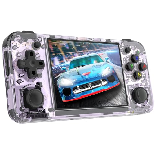 RG35XX H Handheld Spielkonsole 64G, HDMI TV Ausgang 3,5 Zoll IPS Bildschirm Linux System Eingebaute 6000+ Spiele, Unterstützung 2.4G Wireless Gamepad(violett) von LncBoc