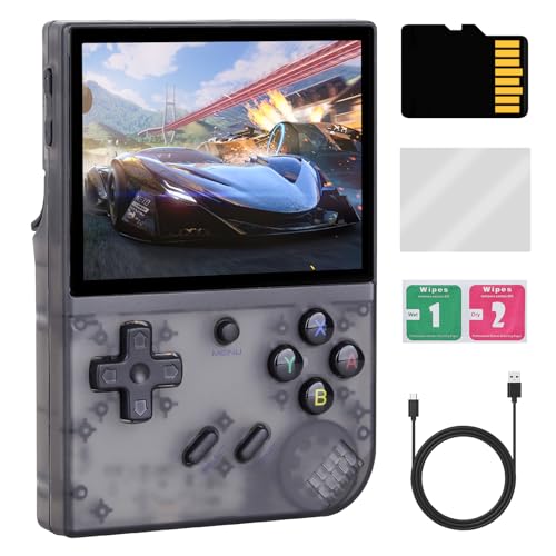 RG35XX Plus Retro Handheld Spielkonsole, 3,5-Zoll-IPS-Bildschirm Retro-Videospielkonsole mit 64TF-Karte & 5515 + klassischen Spielen, Support HDMI TV Output 5G WiFi Bluetooth(Schwarz) von LncBoc