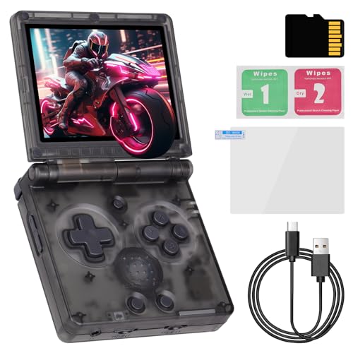 RG35XXSP Flip-Handheld Spielekonsole, 3,5-Zoll IPS Bildschirm, Linux-System, Integrierte 64 GB TF-Karte, 5500 + Klassische Spiele, mit 3300 mAh Akku, Unterstützung 5G WiFi, Bluetooth 4.2(Schwarz) von LncBoc