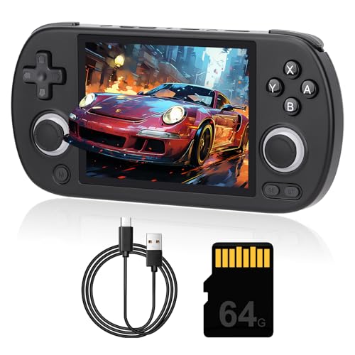 RG40XX H Retro-Handheld-Spielkonsole, HDMI-TV-Ausgang, 10,2 cm IPS-Bildschirm, Linux-System, Videospiel-Player, integrierte 5000+ Spiele, unterstützt Bluetooth 5G WIFI Battle, 64G TF-Karte (schwarz) von LncBoc