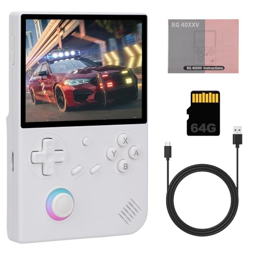 RG40XX V Retro-Handheld-Spielkonsole, HDMI-TV-Ausgang, 10,2 cm IPS-Bildschirm, Linux-System, Videospielkonsole, integrierte 5390+ Spiele, 64 G TF-Karte, unterstützt Bluetooth 5G WIFI Battle (weiß) von LncBoc