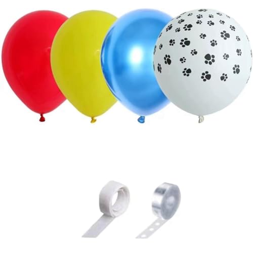 Lnfxkvva Luftballon-Girlanden-Set mit Hundepfoten-Aufdruck, Rot, Gelb, Metallic-Blau, Latex-Ballon für Partys, Langlebig, Einfach zu Installieren und Einfach zu Verwenden von Lnfxkvva