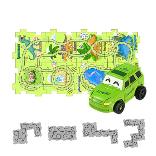 Lnhgh Auto-Puzzle-Strecke, Puzzle-Racer-Auto-Strecken-Set - Lernspiele Puzzle Triebwagen | Bauspielzeug, Lernspielzeug, Dinosaurier-Puzzlebahn, Puzzlebrett, Auto-Spielset für Kinder ab 3 Jahren von Lnhgh