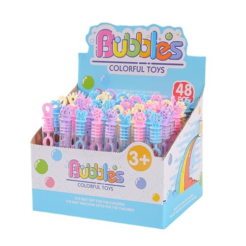 Lnhgh Bubble Sticks für Kinder Lassen, Blasen Blasen - 48x Hochzeitsfeier Bubble Stick Set,Buntes Schaumschaumflüssighersteller Spielset für Wettbewerbspreise, Abschlussfeierlichkeiten von Lnhgh