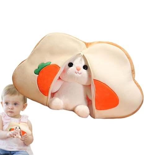 Lnhgh Bunny transformiert, Plüsch Reißverschluss Bunny | Reversible Stofftiere für Mädchen - Süße stickige Puppe, Bunny Plushie Doll, Toast Design für Kinder Erwachsene, Mädchen von Lnhgh