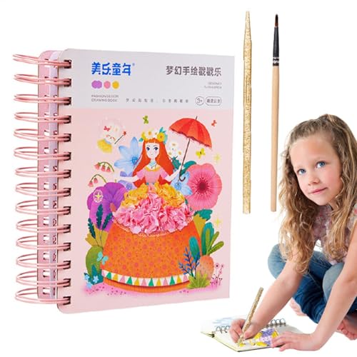 Lnhgh Fashion Design Zeichenbuch, Pretty Princess Game Toys - Fun Fashion Games Stylish Kids Activity Kit | Kunsthandwerk, Kinderaktivitätsbücher für Thanksgiving, Weihnachten von Lnhgh