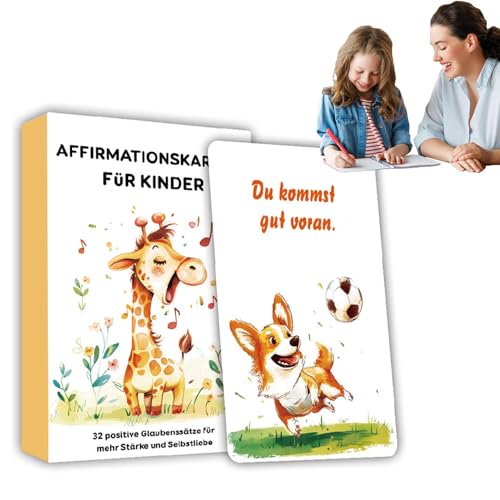 Lnhgh Inspirierende Karten für Kinder, Kinder -Bestätigungskarten,32 Deutsche Motivationskarten | Lernpädagogikspielzeug, Tierthema, inspirierende Notizen, Ermächtigungszitate für Meditation von Lnhgh