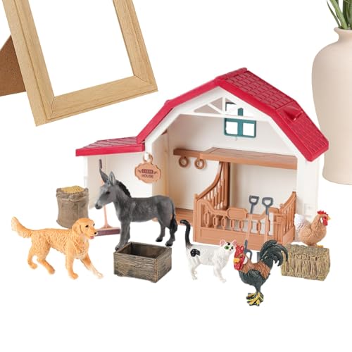 Lnhgh Nutztiere Spielzeug für Kinder, Toy Farm Set, Fun Kleinkindfarm mit Tieren, Bildungswissenschaftsset, Lern- und Bildungsspielzeug für Zuhause, Schule, Spielzimmer, Garten von Lnhgh