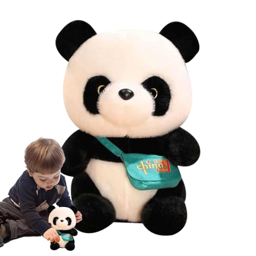 Lnhgh Panda-Plüschpuppe, ausgestopfter Panda | Süße Pandabär-Puppe mit Tasche - Schlafender Begleiter, Tierpuppe, weiches, gemütliches Spielzeug für Zuhause, Auto-Innendekoration von Lnhgh