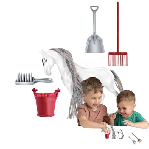 Lnhgh Reitspielset,Pferdestall-Spielset | Pferdespielzeug, abnehmbare Figur, Reitspielset | Horse Club Realistisches Bauernhoftierspielzeug für Kinder und von Lnhgh