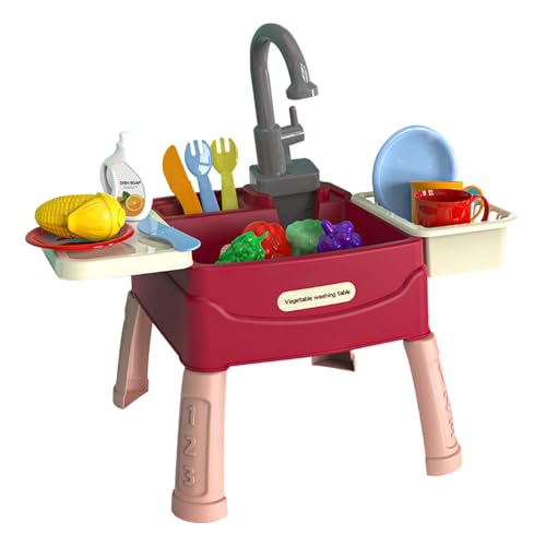 Lnhgh Spielzeug für Küchenspüle,Kinderküchenspüle,Wasserspülspielzeug für Kinder - Automatischer Wasserkreislauf, Kinderspielhaus, Rollenspiel, Geschirrspüler, Spielzeugset für drinnen und draußen von Lnhgh