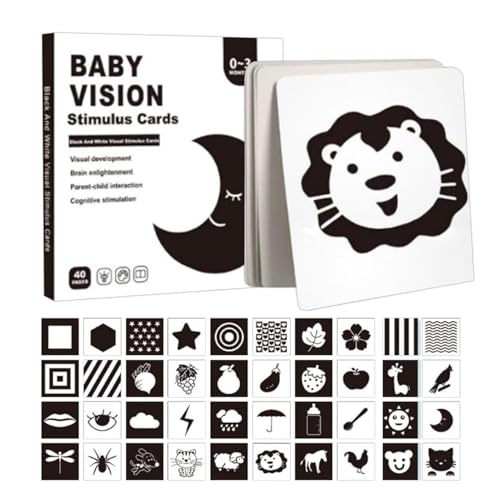 Lnhgh Visuelle Stimulation für Babys, visuelle Stimulationskarten,Kleinkind hohe Kontrastsensorkarten - Bildungslernen interaktiver Kleinkind-FlashCard für Kinder 0-3, Sensorische und von Lnhgh