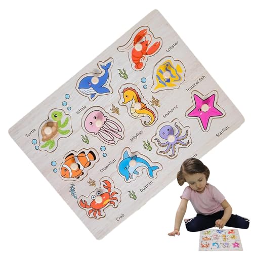 Lnhgh Vorschulpädagogisches Steckpuzzle-Set, Holzsteckpuzzles | Zahlenform-Puzzles für Kleinkinder - Frühes Lernen, Stecktafel, Steckpuzzle für Kinder, und Mädchen von Lnhgh