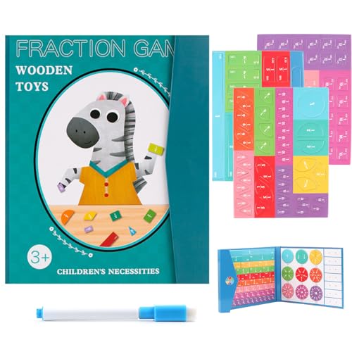 Lnjya Arithmetisches Lernspielzeug, Holz Bruchrechnen Montessori Material, Montessori Mathe Spielzeug, Bruchrechnen Spiel, Kinder Magnetische Bruch Lernspielzeug, Rechenhilfe Ab 7 Jahre (Zebra) von Lnjya