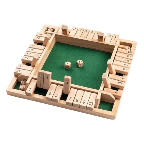 Lnjya Holz Brettspiel, 4-Spieler Shut The Box Spiel Würfelspiel mit 2 Würfel Klassisch Würfelspiel Tisch Spiel Board Spielzeug Party Brettspiele Great Family Brettspiele Urlaub unterhaltsames Spiel von Lnjya