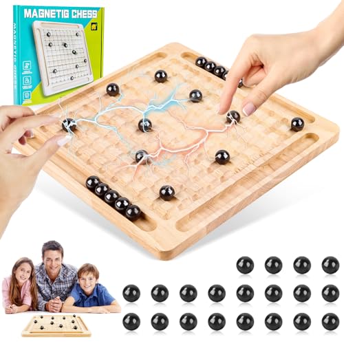 Magnetisches Schachspiel, Magnetic Spiel, Schachbrett Magnetisch, Magnetic Chess Game, Magnet Schach, Magnetisches Stein-Brettspiel, Tisch Magnetspiel Magnetisches Spiel für Familientreffen von Lnjya