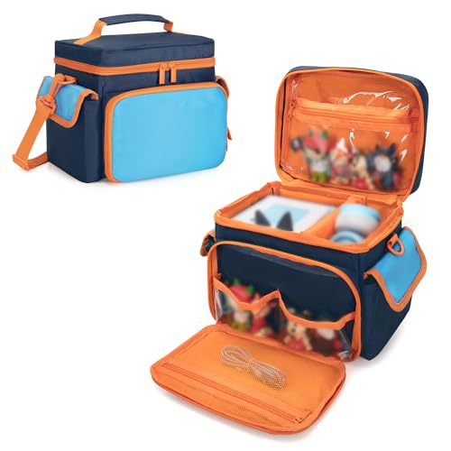 LoDrid Aufbewahrungstasche kompatibel mit Tonie, Trage-Organizer für Audio-Player-Set, tragbare Tasche mit Schultergurt und Griff zum Laden, Kopfhörer und Zubehör, Blau, nur Tasche von LoDrid