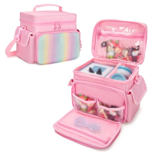 LoDrid Aufbewahrungstasche kompatibel mit Tonie, Trage-Organizer für Audio-Player-Set, tragbare Tasche mit Schultergurt und Griff zum Laden, Kopfhörer und Zubehör, Rosa, nur Tasche von LoDrid