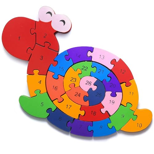 Schnecke Zahlenpuzzle Holzspielzeug | Zahlen und Buchstaben | Pädagogisches Spielzeug für klein-Kinder ab 3 Jahre mit Sicherung von Enjoy puzzle
