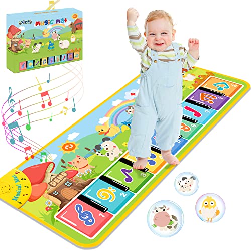 Lobyoh Musikmatte mit 8 Tieren, Baby Spielzeug Musik Klaviermatte Tanzmatte Keyboard Kinder, Mitgebsel Kindergeburtstag Geschenke für Jungen Mädchen 3 4 5 Jahre von Lobyoh