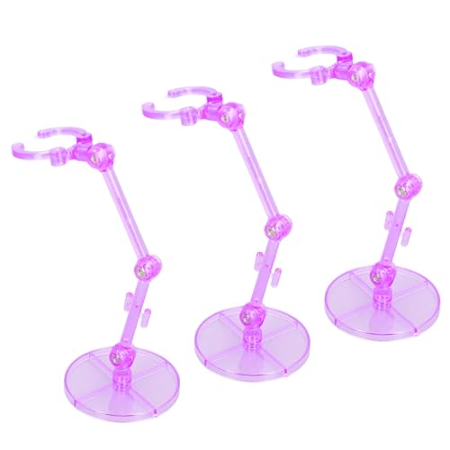 Locadence 10 Stück Action-Figuren-Ständer, größere Flexibilität, Action-Figuren-Display-Halter-Basis, durchscheinende Kunststoff-Puppenmodell-Unterstützung für 6-Zoll-Puppen (Transparent Purple) von Locadence