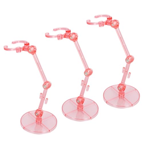 Locadence 10 Stück Action-Figuren-Ständer, größere Flexibilität, Action-Figuren-Display-Halter-Basis, durchscheinende Kunststoff-Puppenmodell-Unterstützung für 6-Zoll-Puppen (Transparent Pink) von Locadence