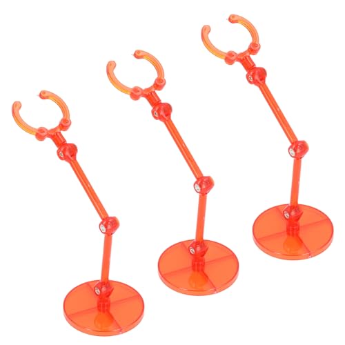 Locadence 10 Stück Action-Figuren-Ständer, größere Flexibilität, Action-Figuren-Display-Halter-Basis, durchscheinende Kunststoff-Puppenmodell-Unterstützung für 6-Zoll-Puppen (Transparent Red) von Locadence