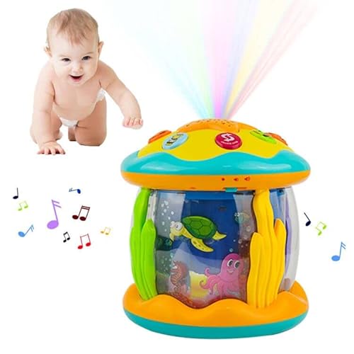 Locisne Ozean Rotierender Musikprojektor Baby Sensorisches Spielzeug, mit 8 bunten Lichtern 6 Arten von Musik, Interaktive Früherziehung, Pacify zieht Aufmerksamkeit auf Kleinkinder von Locisne